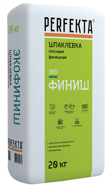 Шпаклевка гипсовая финишная Perfekta ЭКОФИНИШ белый 20 кг в Ногинске по низкой цене