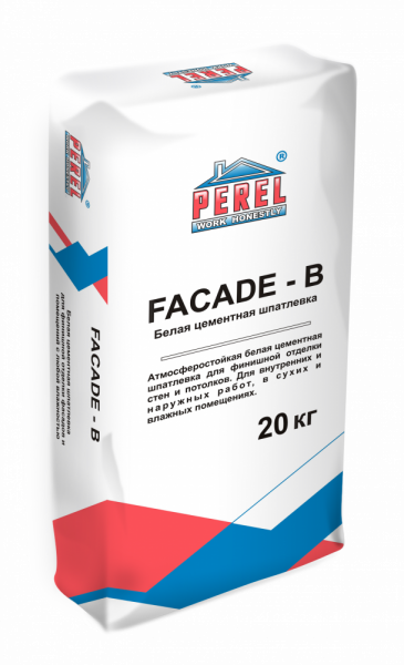 0652 Facade-b Белая Шпаклевка цементная PEREL, 20 кг в Ногинске по низкой цене