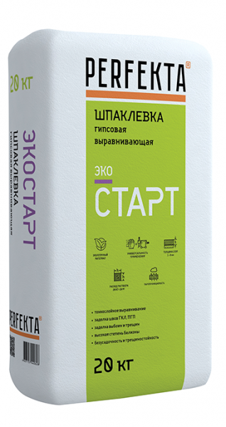 Шпаклевка гипсовая выравнивающая Perfekta ЭКОСТАРТ 20 кг в Ногинске по низкой цене